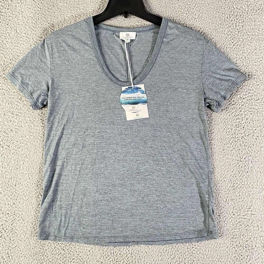 AG Adriano Goldschmied Shirt Womens Small Blue Knit Basic Short Sleeve $82 NEW